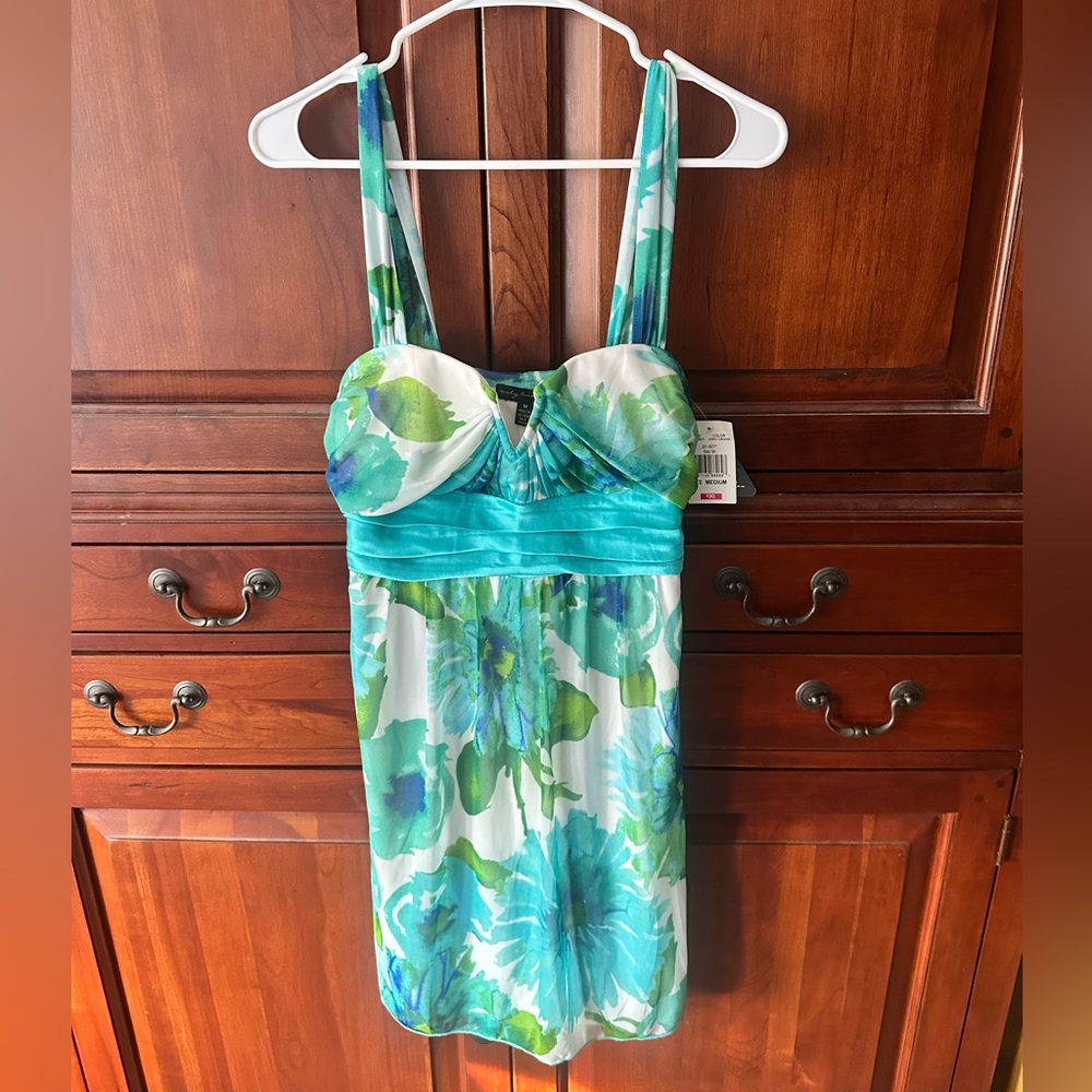 Blue and Green Floral Dress